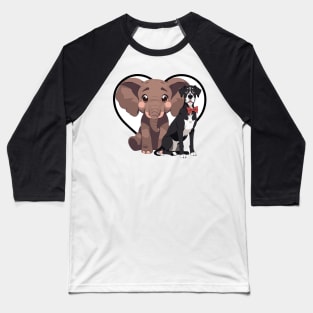 Elephant and Dog Friends Baseball T-Shirt